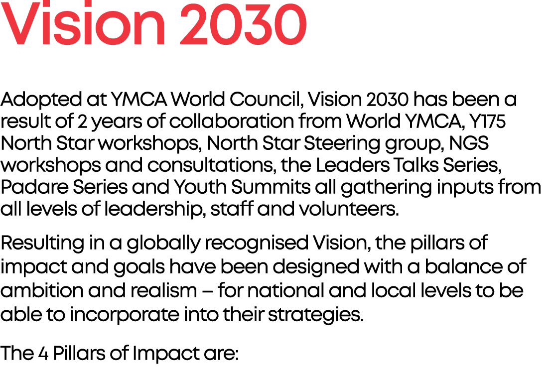 Vision 2030 Adopted at YMCA World Council, Vision 2030 has been a result of 2 years of collaboration from World YMCA,...