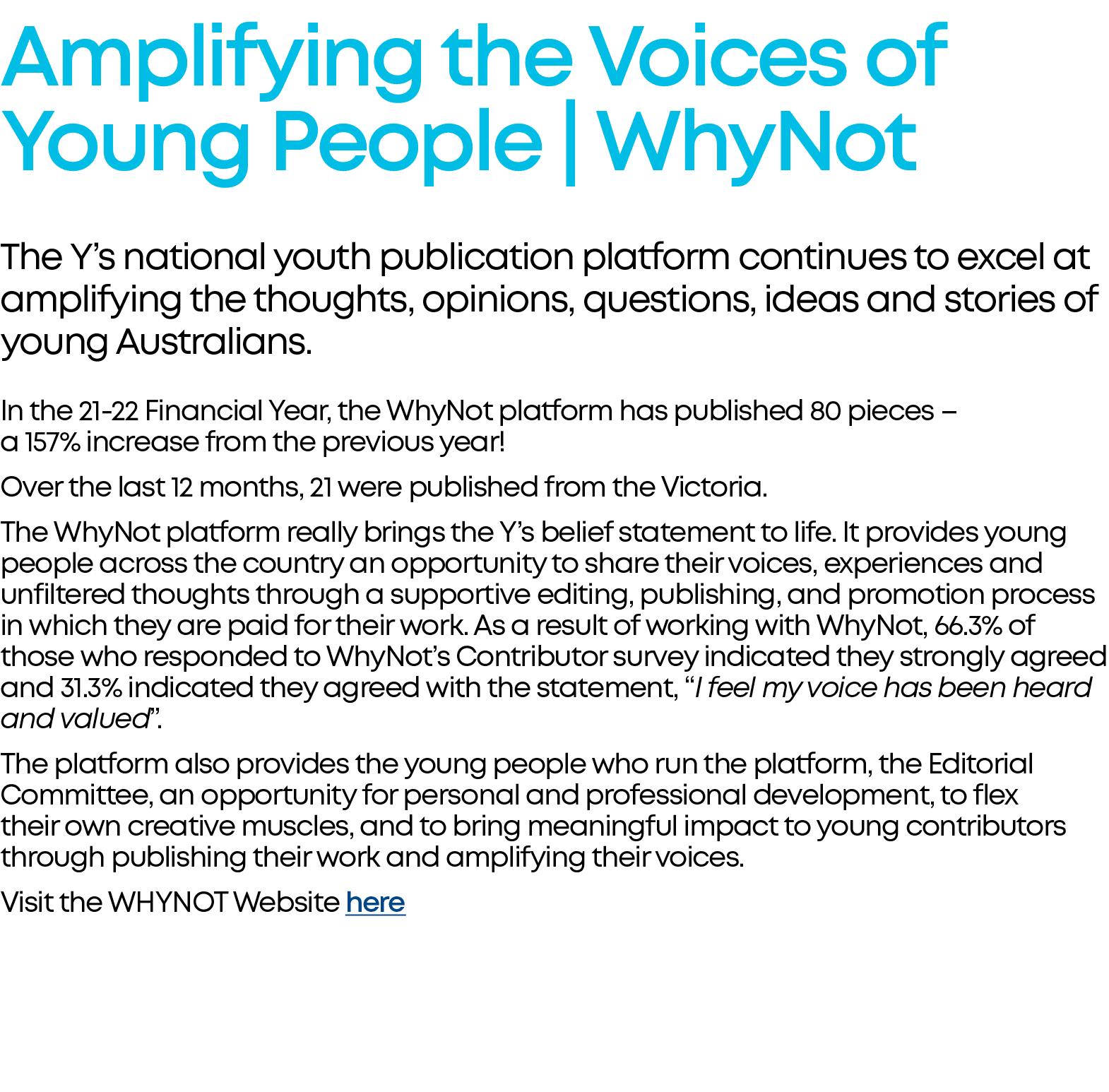 Amplifying the Voices of Young People | WhyNot The Y’s national youth publication platform continues to excel at ampl...